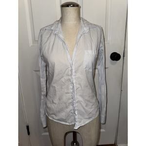 Frank And Eileen Barry Light Blue Button‎ Up Cotton Size XS Long Sleeve V Neck